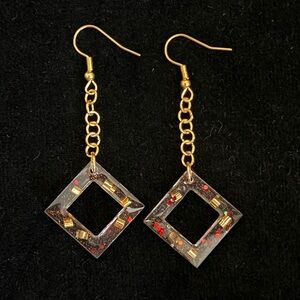Elegant Gold and Black Dangle Earrings